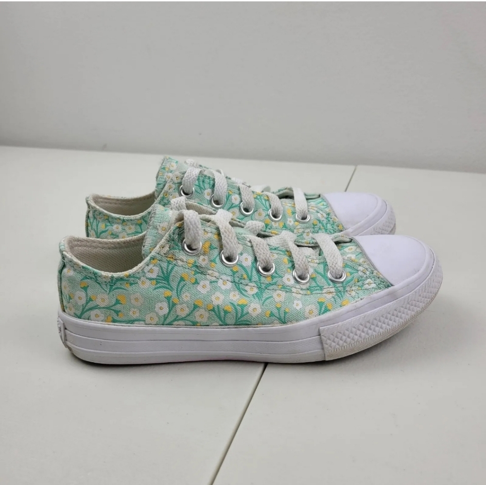 Converse Girls Shoes Floral Ocean Mint Juniors Size 12 Lace Up